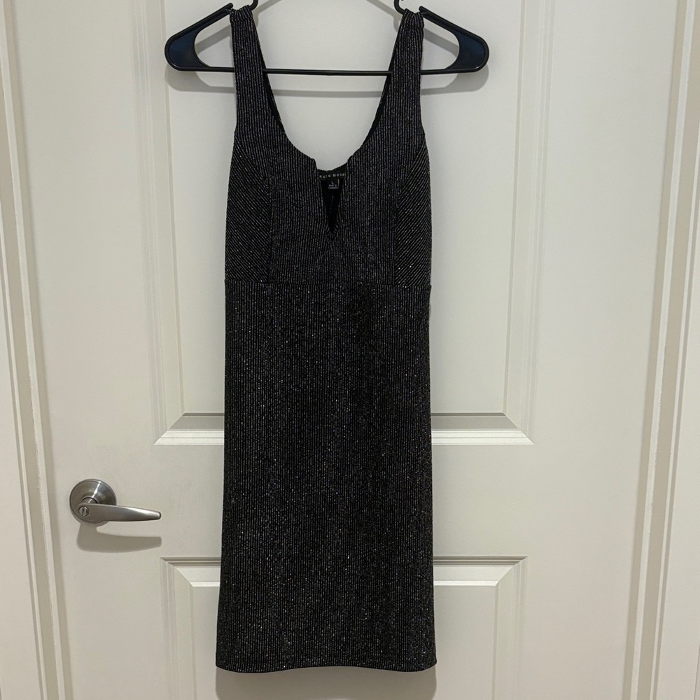 Haute Monde Black Silver Shimmer Bodycon Dress | Juniors Large